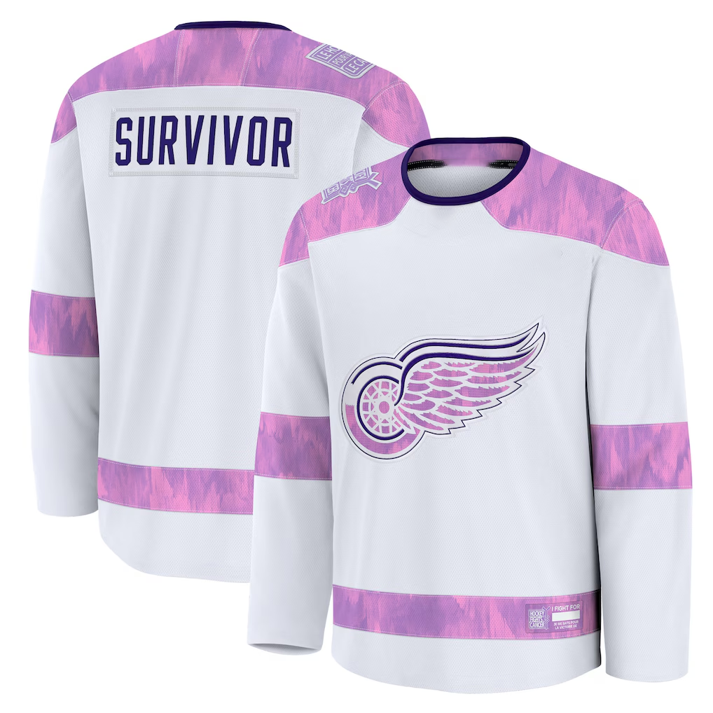 Kooe D.Red wings White Hockey Fights Cancer Survivor Practice Jerseys