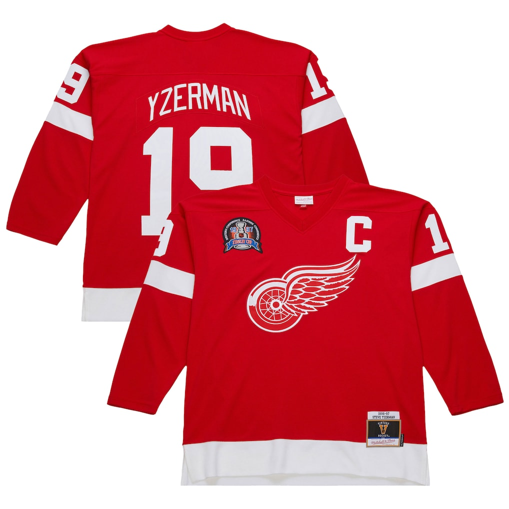 Kooe D.Red wings #19 Steve Yzerman Scarlet 1996-97 Power Play Jerseys