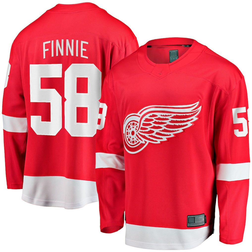 Kooe D.Red wings #58 Emmitt Finnie Red Home Breakaway Jerseys