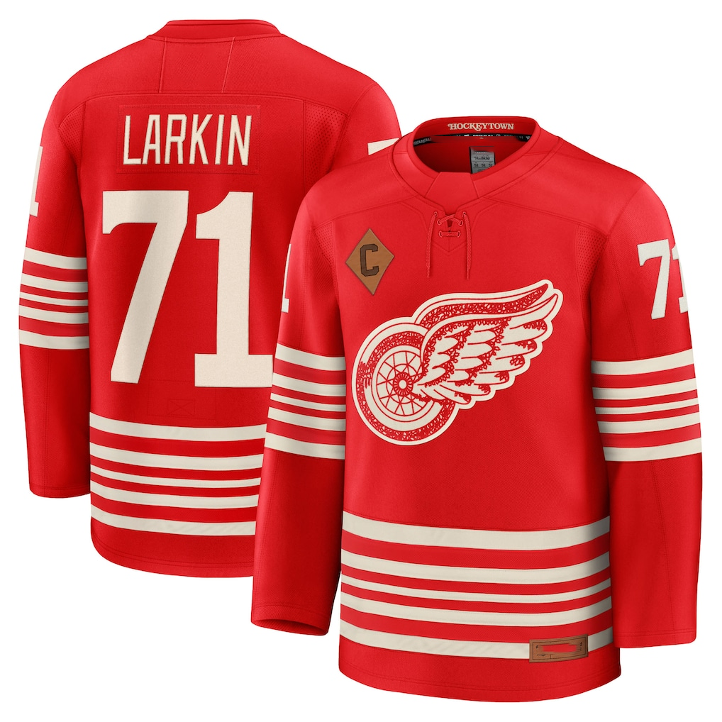 Kooe D.Red wings #71 Dylan Larkin Red Centennial Premium Player Jerseys