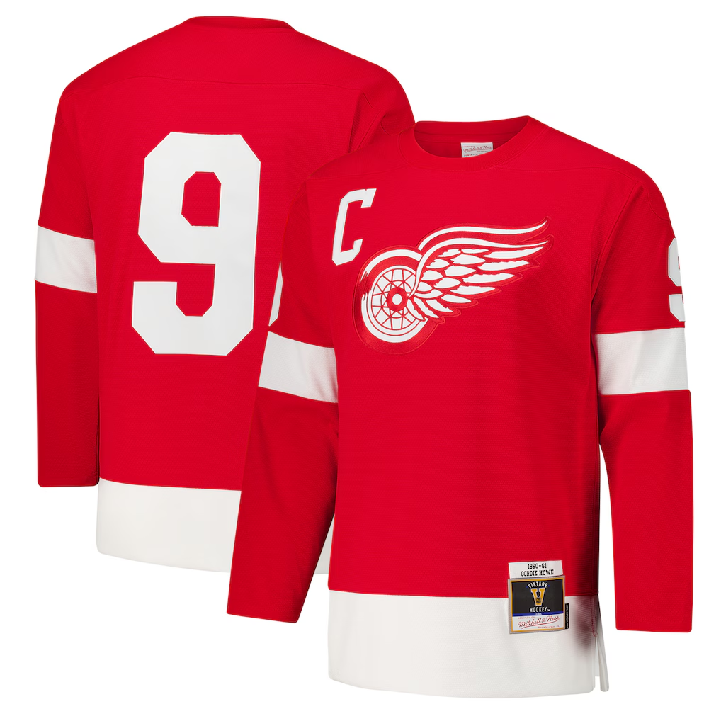 Kooe D.Red wings #9 Gordie Howe Red 1960-61 Power Play Jerseys