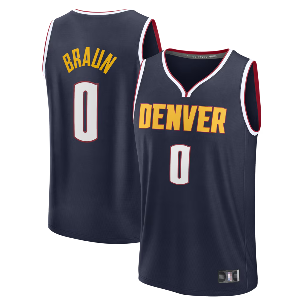 Kooe D.Nuggets #0 Christian Braun Navy Fast Break Replica Jerseys - Icon Edition