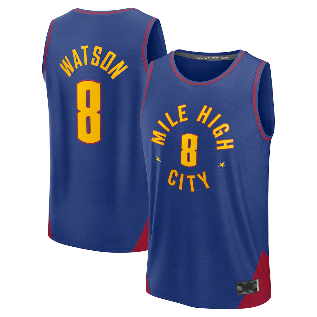 Kooe D.Nuggets #8 Peyton Watson Blue Fast Break Replica Player Jerseys - Statement Edition