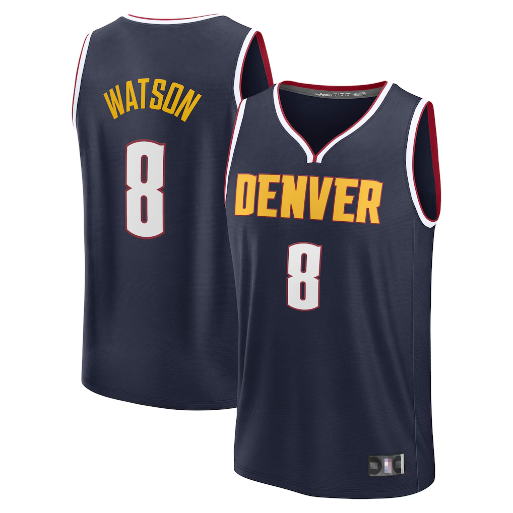 Kooe D.Nuggets #8 Peyton Watson Navy Fast Break Replica Player Jerseys - Icon Edition