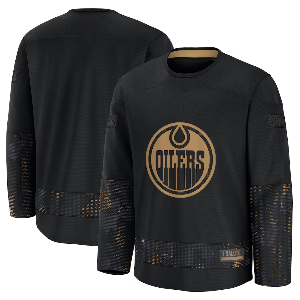 Kooe E.Oilers Black 2024 Military Appreciation Practice Jerseys