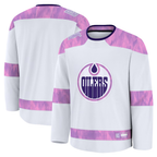 Kooe E.Oilers White 2024 Hockey Fights Cancer Practice Jerseys