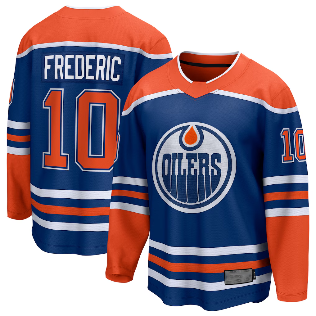 Kooe E.Oilers #10 Trent Frederic Royal Home Breakaway Jerseys