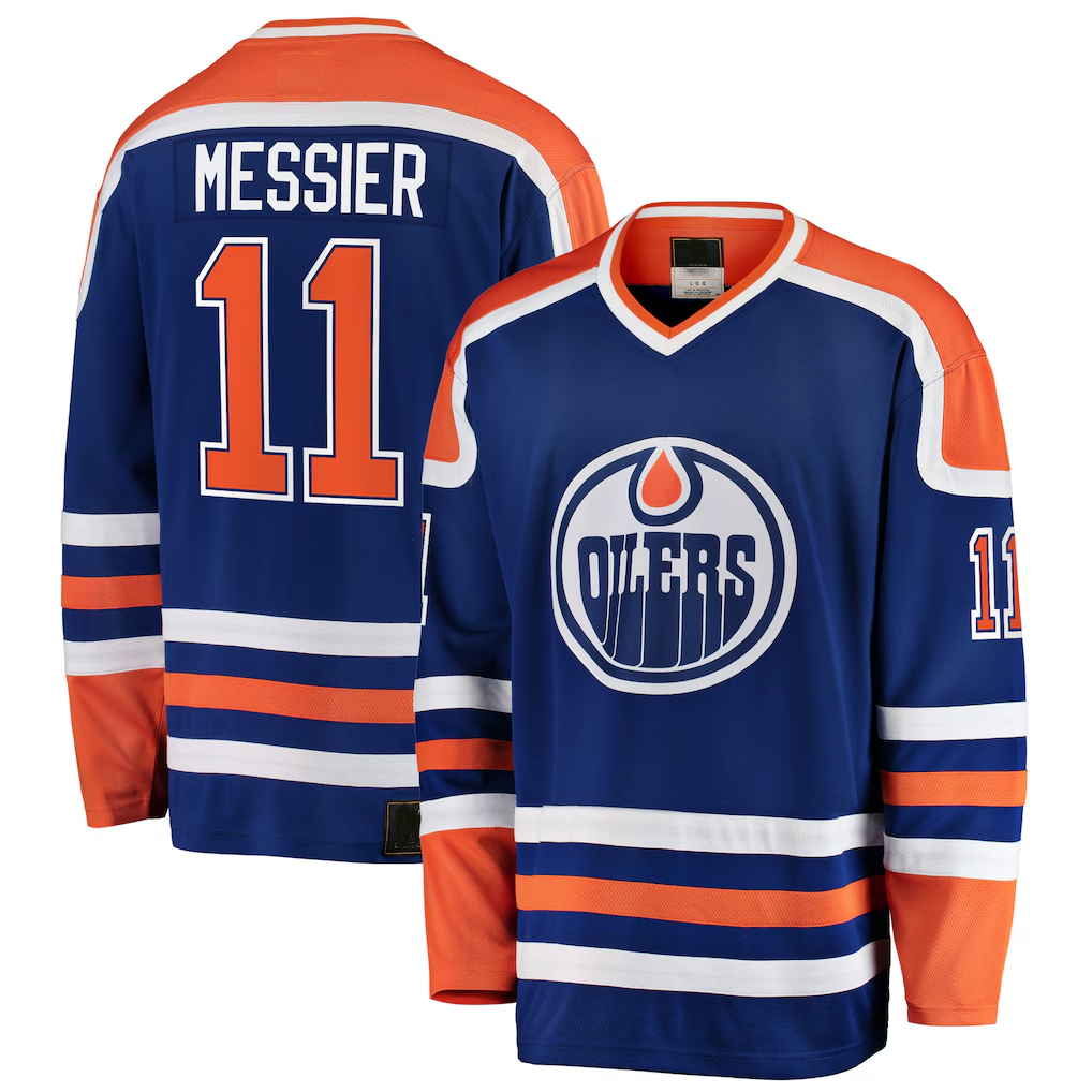 Kooe E.Oilers #11 Mark Messier Blue Premier Breakaway Retired Player Jerseys