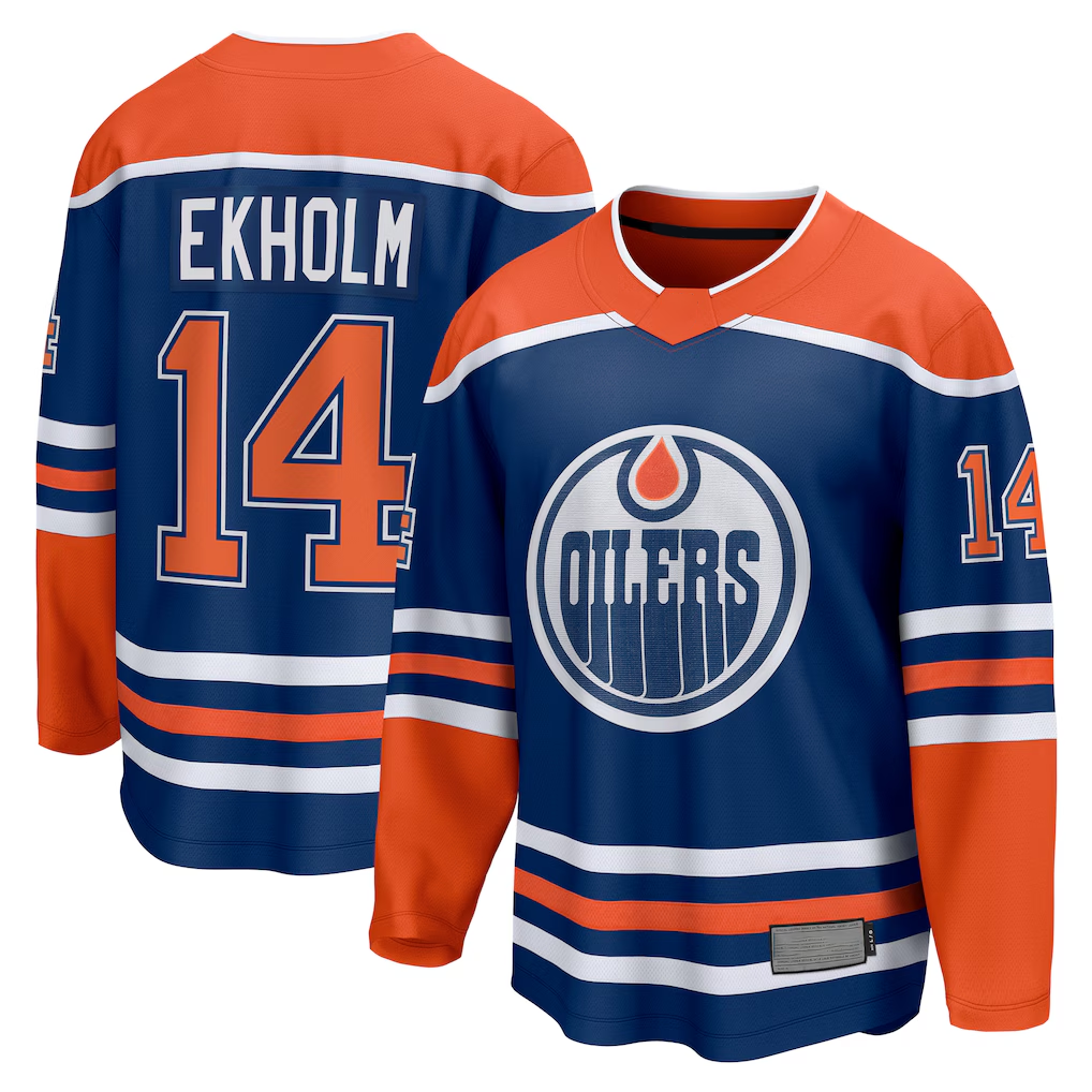 Kooe E.Oilers #14 Mattias Ekholm Royal Home Breakaway Jerseys