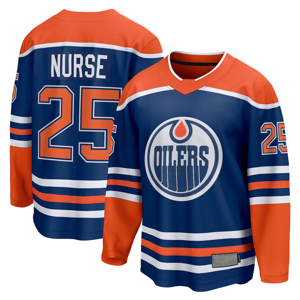 Kooe E.Oilers #25 Darnell Nurse Royal Home Breakaway Player Jerseys