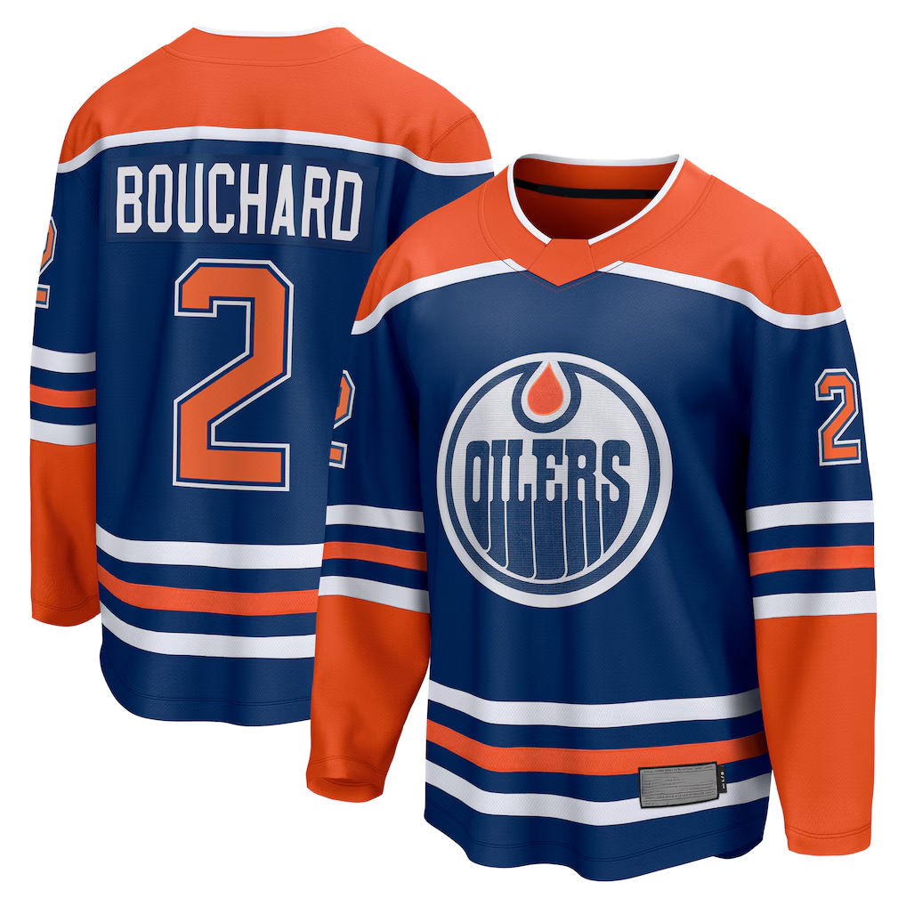 Kooe E.Oilers #2 Evan Bouchard Royal Home Breakaway Player Jerseys