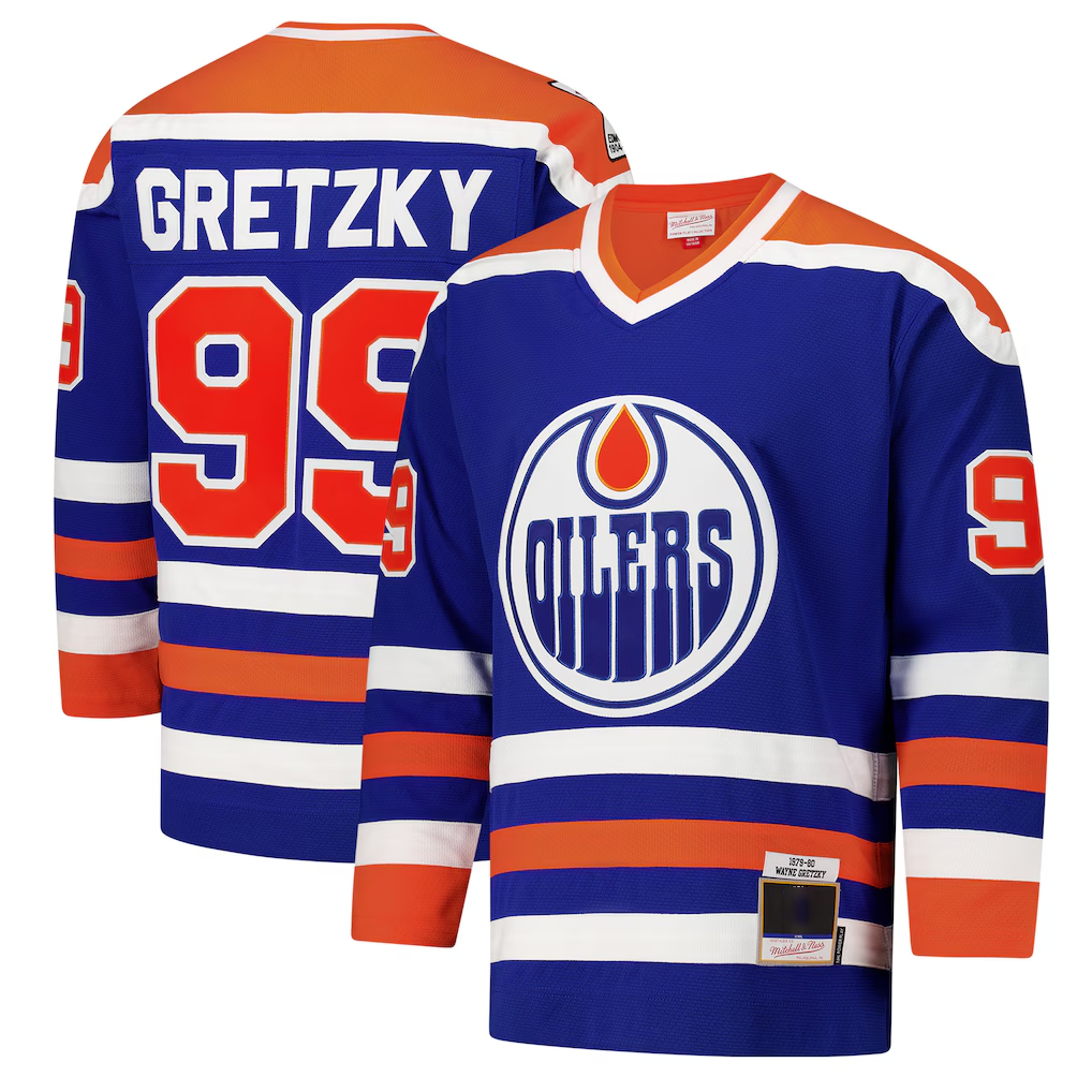 Kooe E.Oilers #99 Wayne Gretzky Royal 1979-80 Power Play Jerseys