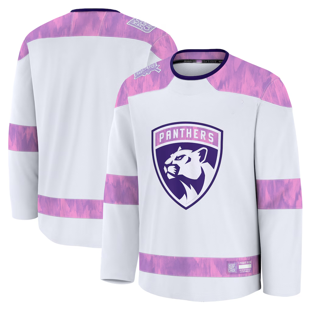 Kooe F.Panthers White 2024 Hockey Fights Cancer Practice Jerseys