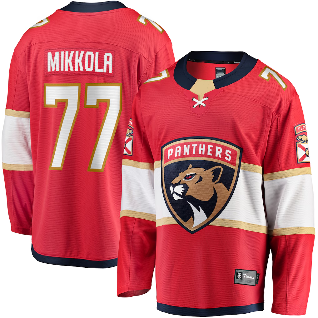 Kooe F.Panthers #77 Niko Mikkola Red Premier Breakaway Player Jerseys