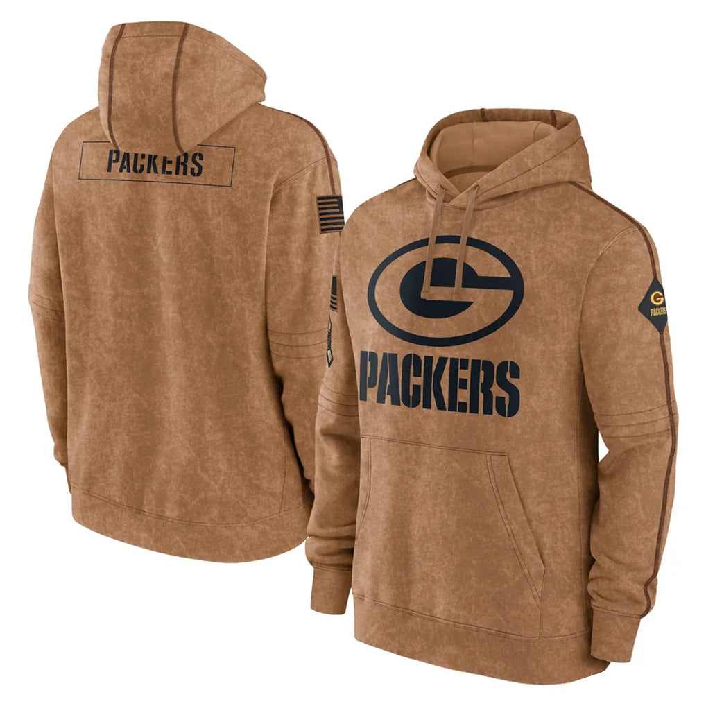 Kooe GB.Packers Brown Salute to Service Hoodies Limited Game Blank Player Stitched Jerseys