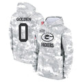 Kooe GB.Packers #0 Matthew Golden Player Arctic Camo Salute to Service Hoodies Limited Game Stitched Jerseys