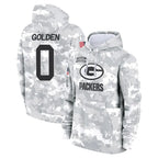 Kooe GB.Packers #0 Matthew Golden Player Arctic Camo Salute to Service Hoodies Limited Game Stitched Jerseys