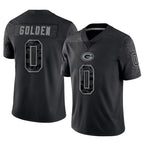 Kooe GB.Packers #0 Matthew Golden Player Black Reflective Limited Home Game Stitched Jerseys