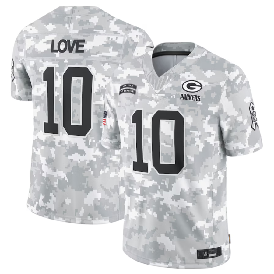 Kooe GB.Packers #10 Jordan Love Player Arctic Camo Salute to Service Limited Stitched Jerseys