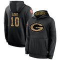 Kooe GB.Packers #10 Jordan Love Player Olive Salute to Service Pullover Hoodie Game Stitched Jerseys