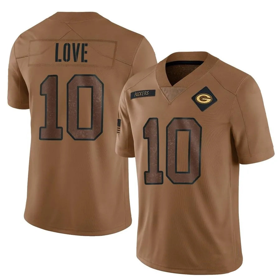 Kooe GB.Packers #10 Jordan Love Player Brown Salute To Service Limited Stitched Jerseys