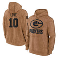 Kooe GB.Packers #10 Jordan Love Player Brown Salute to Service Hoodies Limited Game Stitched Jerseys