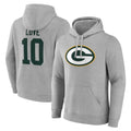 Kooe GB.Packers #10 Jordan Love Player Gray Pullover Hoodies Limited Stitched Jerseys