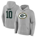 Kooe GB.Packers #10 Jordan Love Player Gray Pullover Hoodies Limited Stitched Jerseys