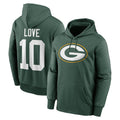 Kooe GB.Packers #10 Jordan Love Player Green Therma Hoodie Game Stitched Jerseys