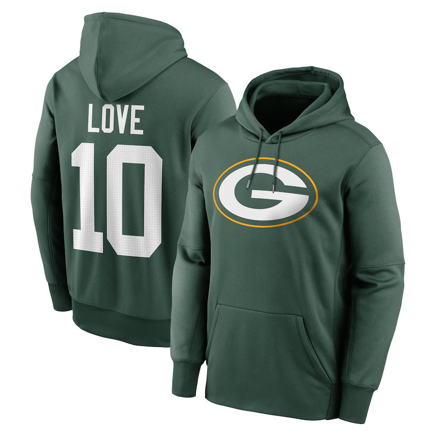 Kooe GB.Packers #10 Jordan Love Player Green Therma Hoodie Game Stitched Jerseys