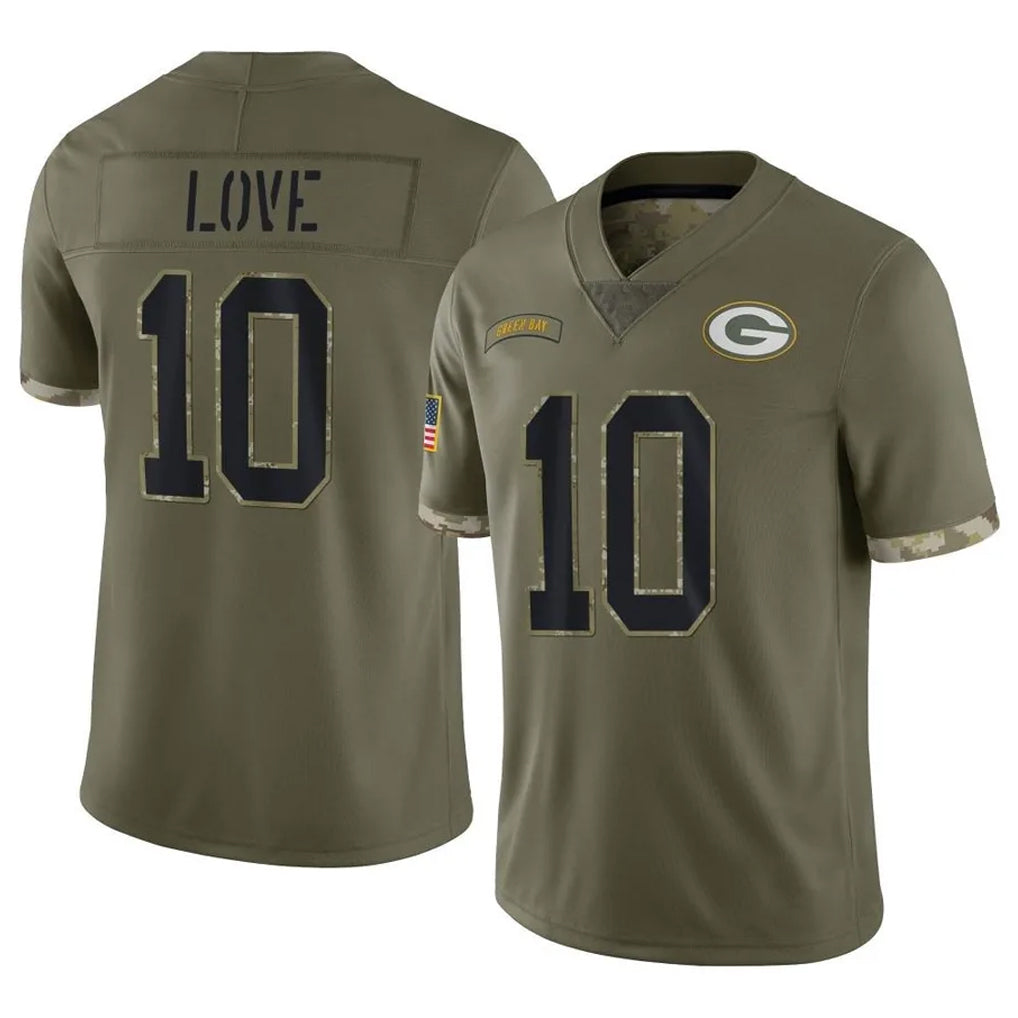 Kooe GB.Packers #10 Jordan Love Player Olive Salute To Service Limited Stitched Jerseys