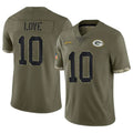 Kooe GB.Packers #10 Jordan Love Player Olive Salute To Service Limited Stitched Jerseys