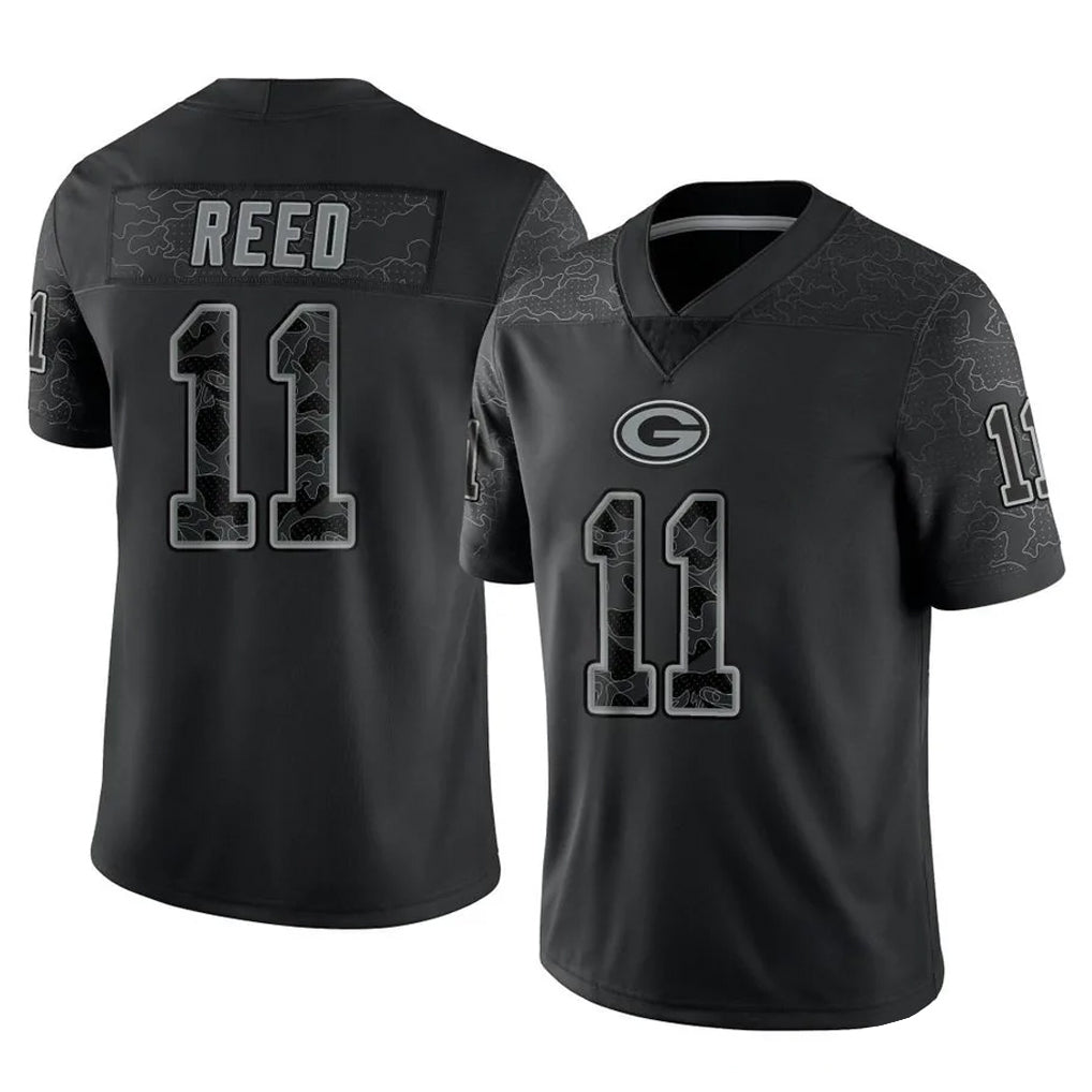 Kooe GB.Packers #11 Jayden Reed Player Black Reflective Limited Home Game Stitched Jerseys