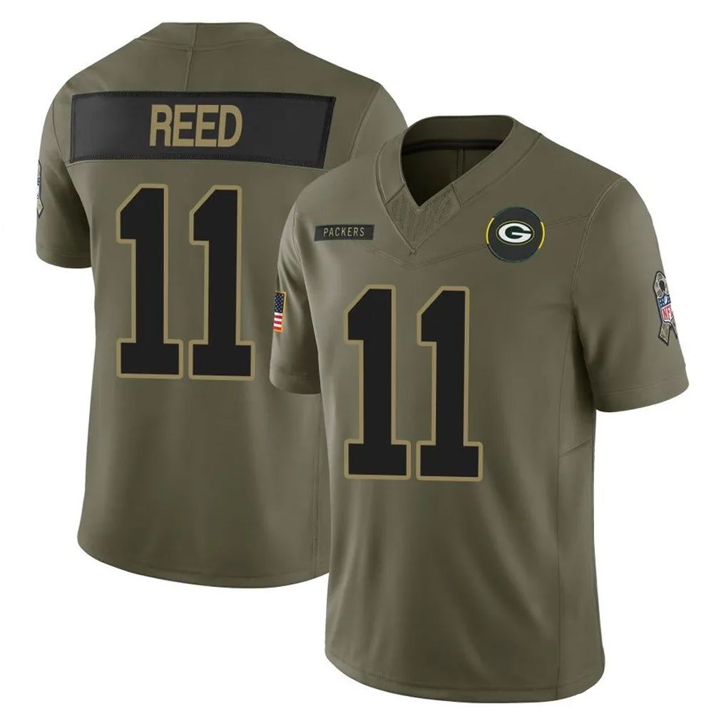 Kooe GB.Packers #11 Jayden Reed Player Olive 2025 Salute To Service Limited Home Game Stitched Jerseys