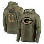 Kooe GB.Packers #11 Jayden Reed Player Olive Salute to Service Pullover Hoodies Home Game Stitched Jerseys