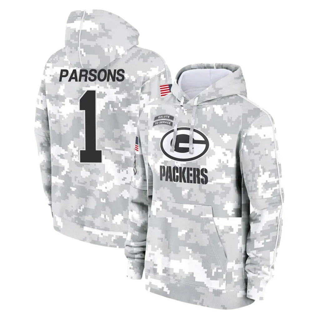 Kooe GB.Packers #1 Micah Parsons Player Arctic Camo Salute to Service Hoodies Limited Game Stitched Jerseys