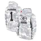 Kooe GB.Packers #1 Micah Parsons Player Arctic Camo Salute to Service Hoodies Limited Game Stitched Jerseys