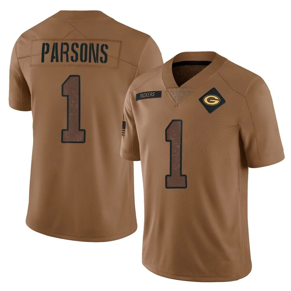 Kooe GB.Packers #1 Micah Parsons Player Brown Salute To Service Limited Stitched Jerseys