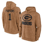 Kooe GB.Packers #1 Micah Parsons Player Brown Salute to Service Hoodies Limited Game Stitched Jerseys