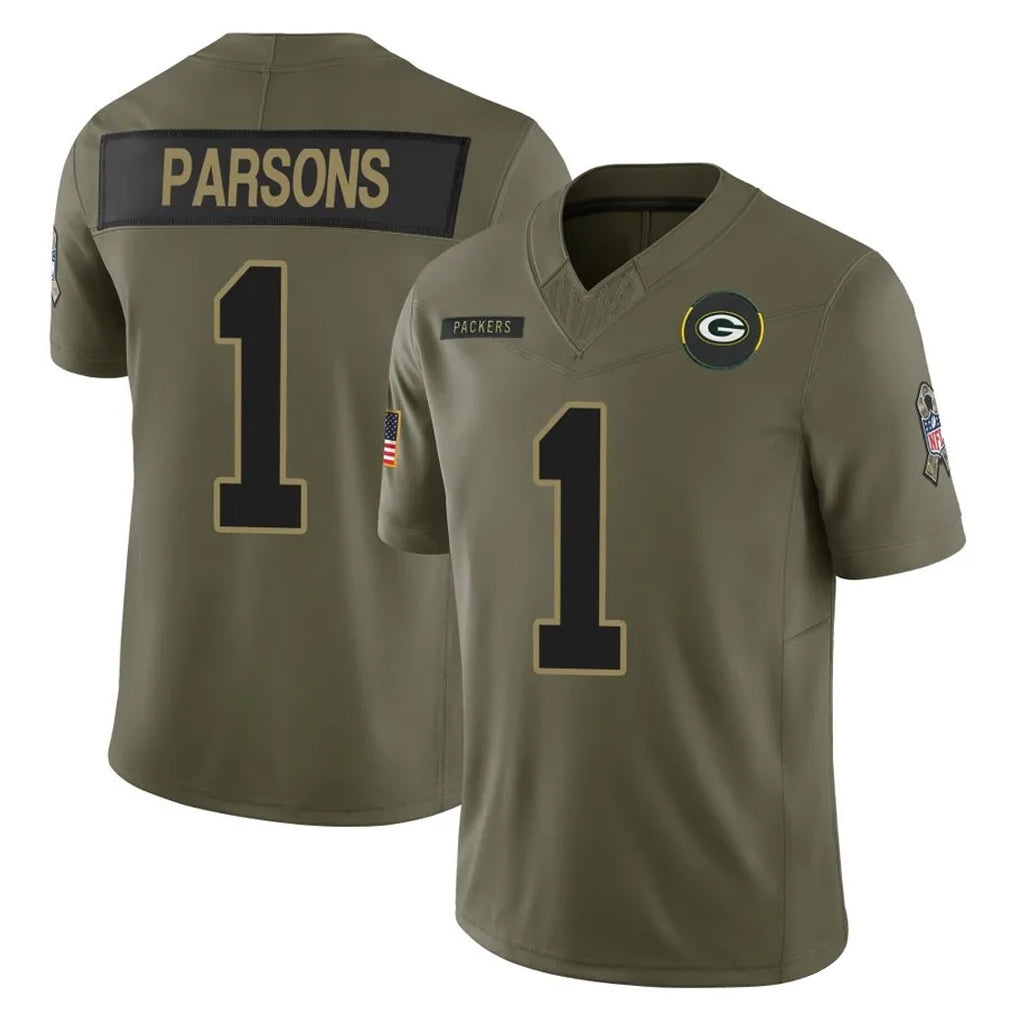 Kooe GB.Packers #1 Micah Parsons Player Olive 2025 Salute To Service Limited Home Game Stitched Jerseys