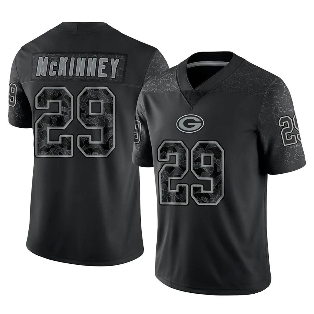 Kooe GB.Packers #29 Xavier McKinney Player Black Reflective Limited Home Game Stitched Jerseys