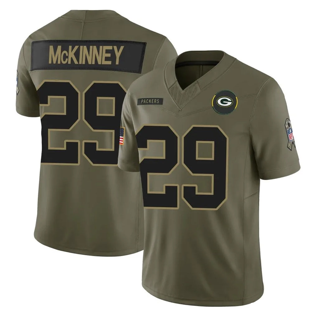 Kooe GB.Packers #29 Xavier McKinney Player Olive 2025 Salute To Service Limited Home Game Stitched Jerseys