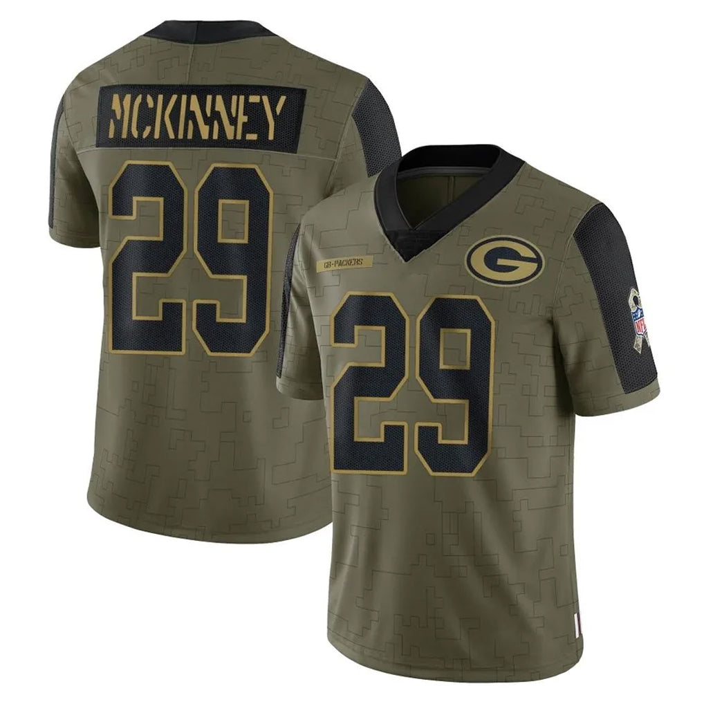 Kooe GB.Packers #29 Xavier McKinney Player Olive Salute To Service Limited Game Stitched Jerseys