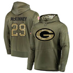 Kooe GB.Packers #29 Xavier McKinney Player Olive Salute to Service Pullover Hoodie Game Stitched Jerseys