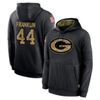 Kooe GB.Packers #44 Zaire Franklin Player Black Salute to Service Hoodies Limited Game Stitched Jerseys