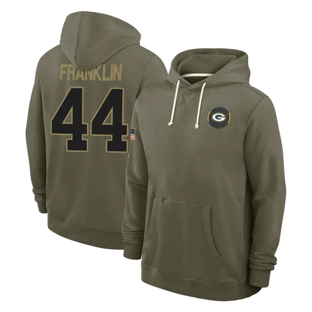 Kooe GB.Packers #44 Zaire Franklin Player Olive Salute to Service Pullover Hoodies Limited Stitched Jerseys