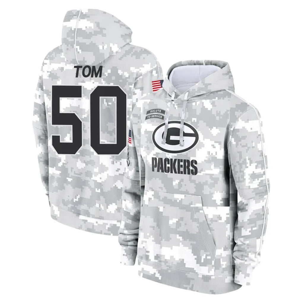 Kooe GB.Packers #50 Zach Tom Player Arctic Camo Salute to Service Hoodies Limited Game Stitched Jerseys
