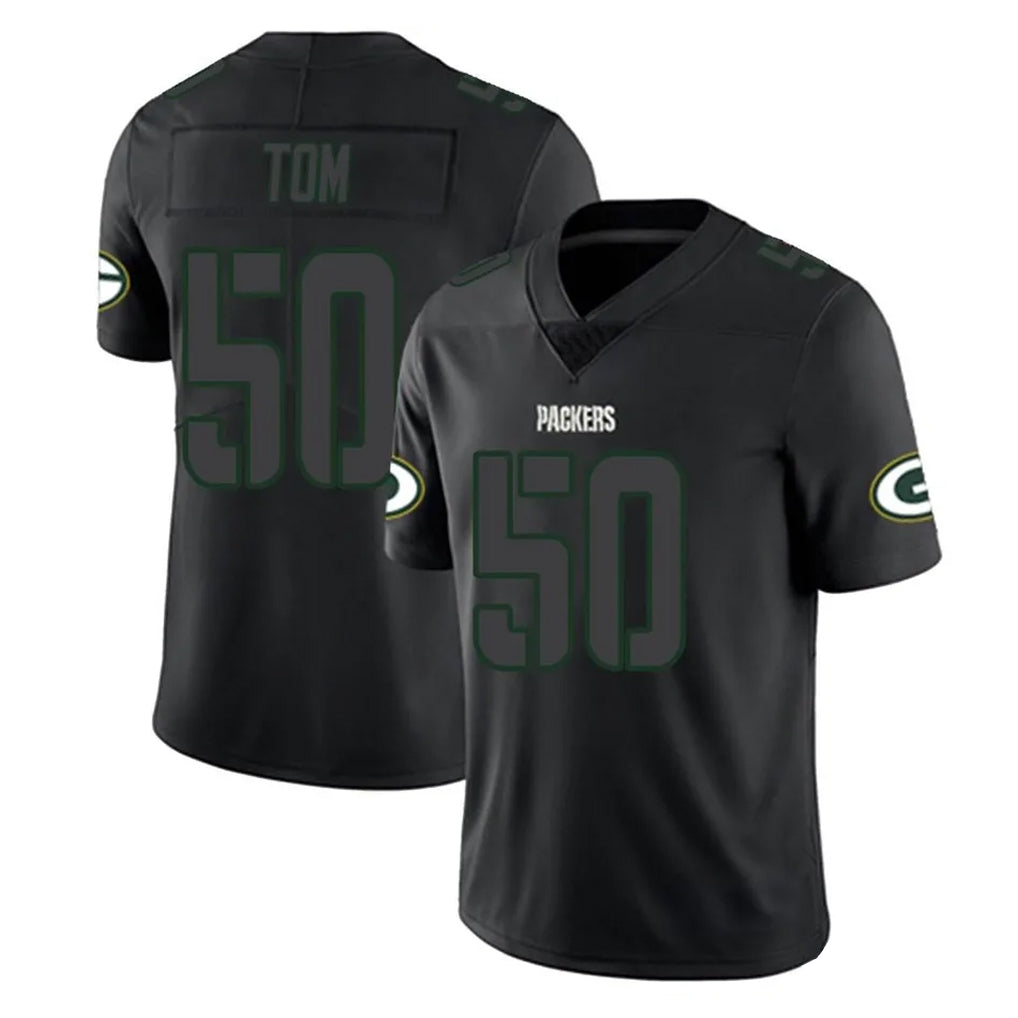 Kooe GB.Packers #50 Zach Tom Player Black Impact Limited Home Game Stitched Jerseys