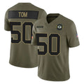 Kooe GB.Packers #50 Zach Tom Player Olive 2025 Salute To Service Limited Home Game Stitched Jerseys