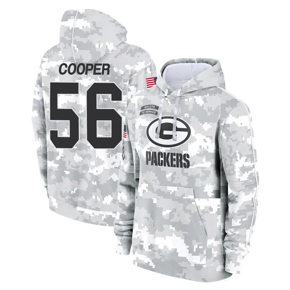 Kooe GB.Packers #56 Edgerrin Cooper Player Arctic Camo Salute to Service Hoodies Limited Game Stitched Jerseys
